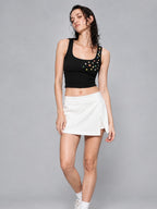Rainbow Confetti Button Tank Top