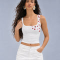 Berry Bloom Button Tank Top