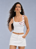 Berry Bloom Button Tank Top