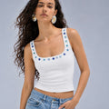 Ocean Blue Button Tank Top