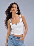 Ocean Blue Button Tank Top