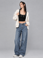 Ivory Dot Button Tank Top