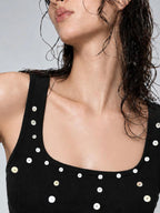 Ivory Dot Button Tank Top