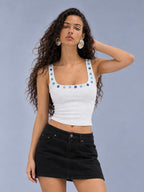 Ocean Blue Button Tank Top
