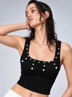 Ivory Dot Button Tank Top